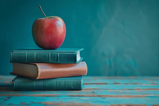 Manzana roja en una pila de libros IA generativa