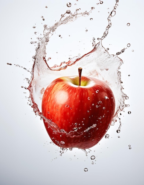 manzana roja salpicaduras profundas cartel de ciencia anuncio de comida prueba de codo listado traicionando el Edén