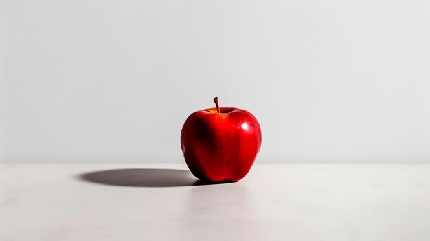 Manzana roja sobre un fondo blanco Concepto de comida saludable