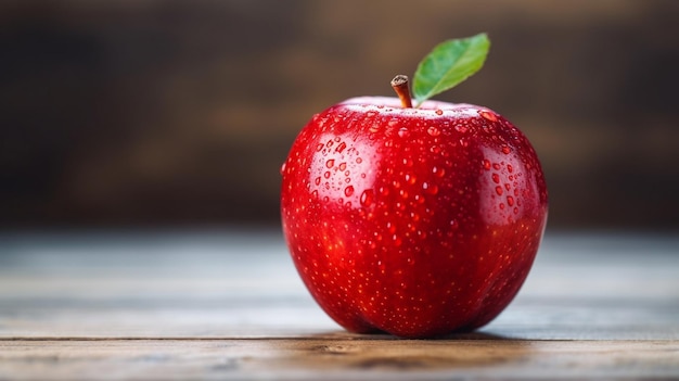 manzana roja sobre un fondo de madera