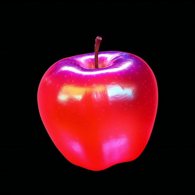 Foto manzana roja sobre un fondo negro