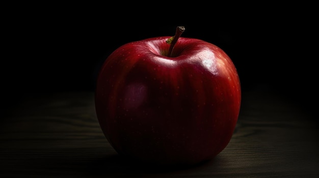 Una manzana roja sobre un fondo negro