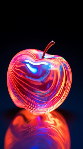 Foto una manzana roja vibrante descansando en una mesa de madera