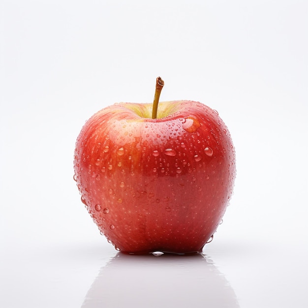 Una manzana sobre fondo blanco.