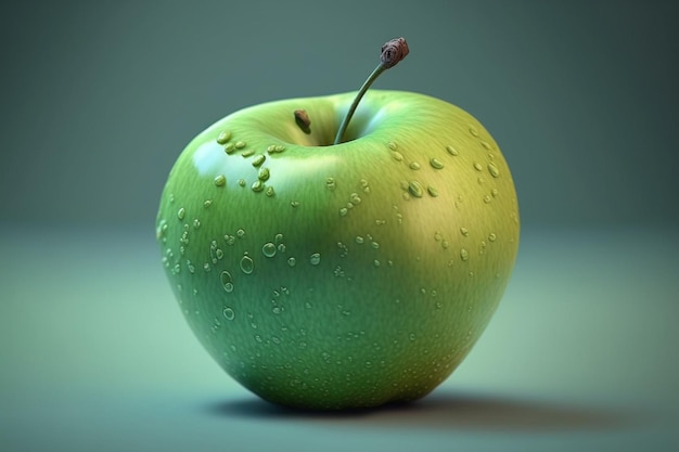 manzana verde. bella fotografía de una manzana verde en una mesa blanca.