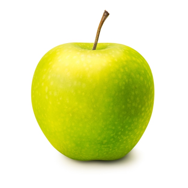 Manzana verde fresca aislada sobre fondo blanco con trayectoria de corte