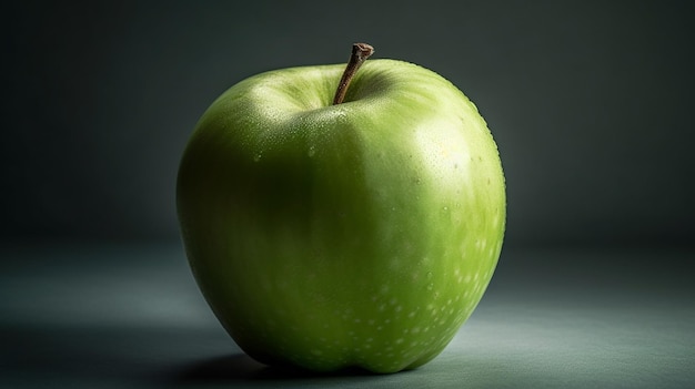 Manzana verde con gotas de agua ai generativo.