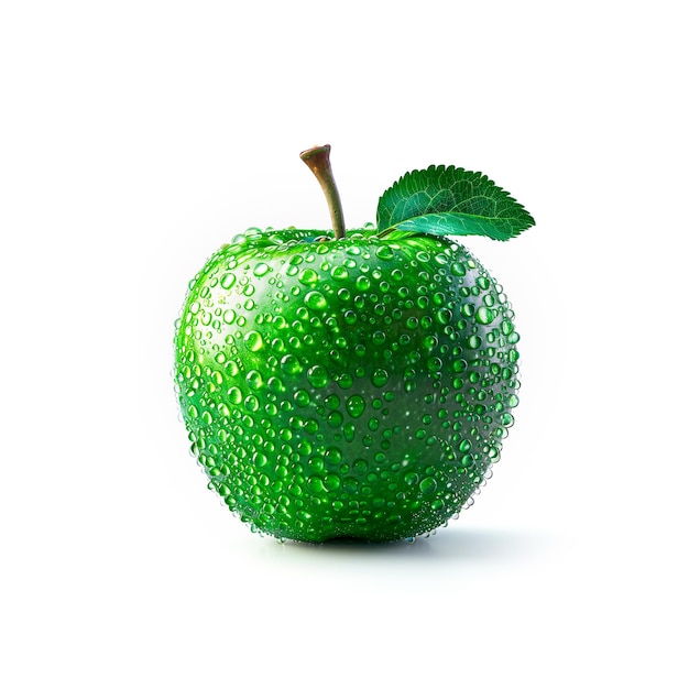 Manzana verde con IA generativa de hojas