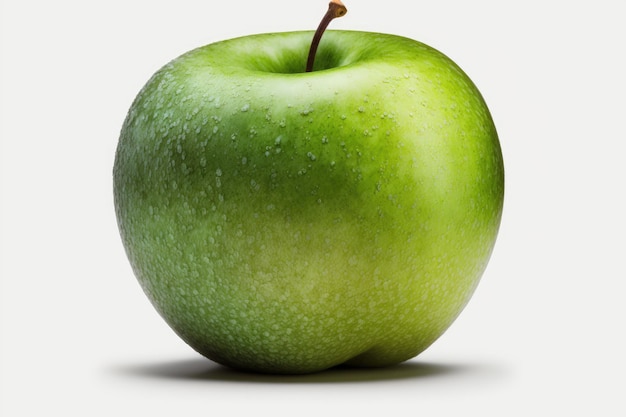 Una manzana verde y jugosa con una gran profundidad de campo y un rastro de recorte aislado en blanco IA generativa