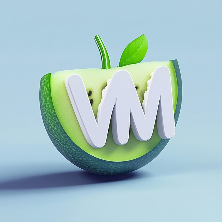 Foto una manzana verde con la palabra m en ella