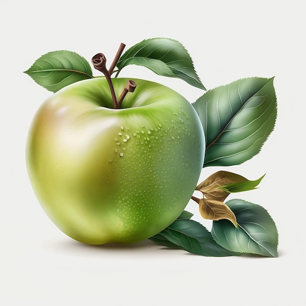 Manzana Verde Con Rama PNG