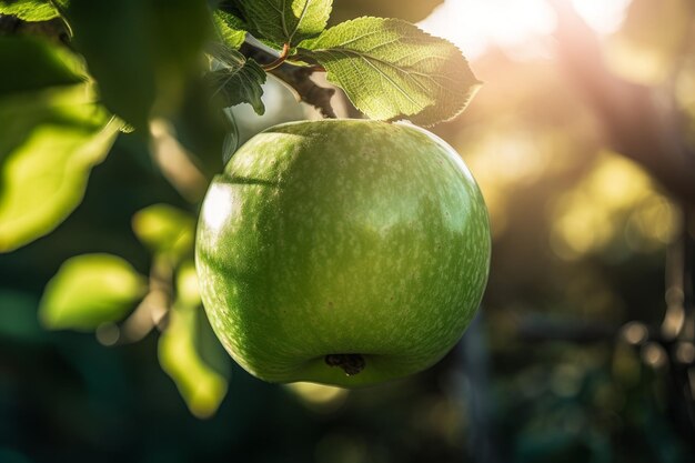 Manzana verde Slice comida fruta Generar Ai