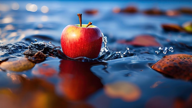 manzanas en el agua