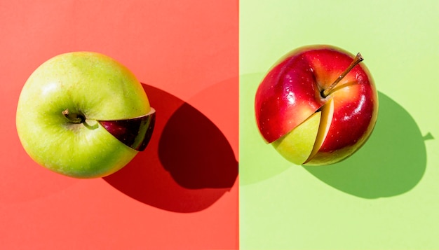 Foto manzanas con diferentes rodajas