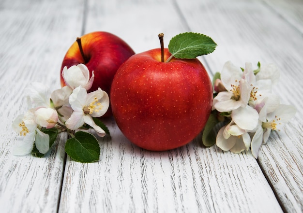 Manzanas y flores de manzano.