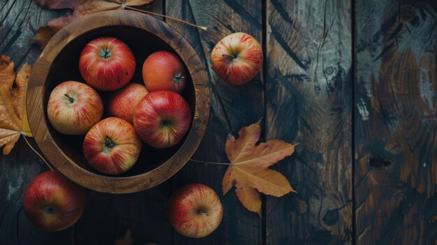 manzanas frescas sobre un fondo de madera