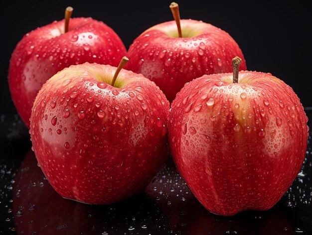 Foto manzanas frescas sobre un lienzo blanco