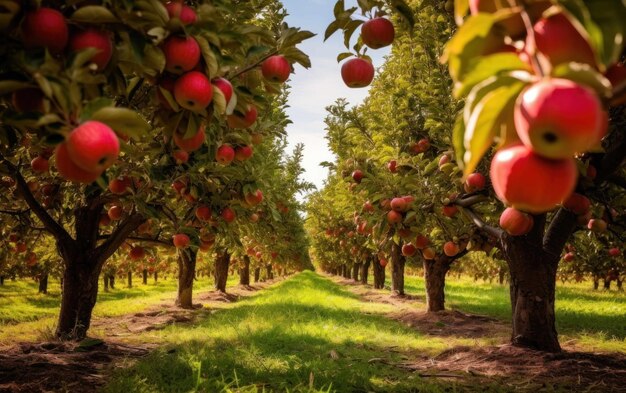 Foto las manzanas maduras en el huerto