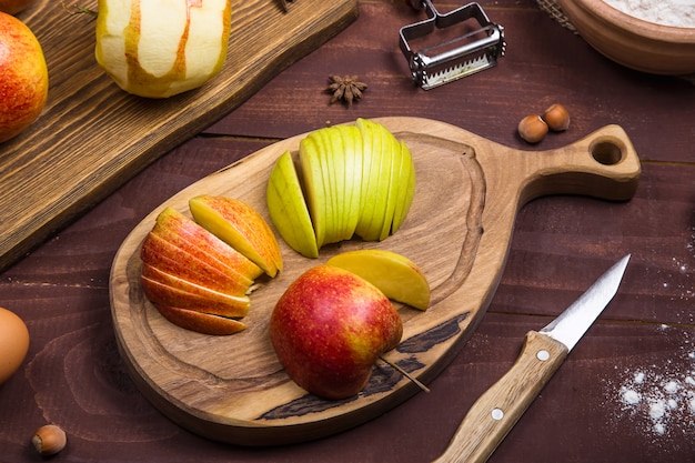 Manzanas de otoño para hornear pasteles dulces