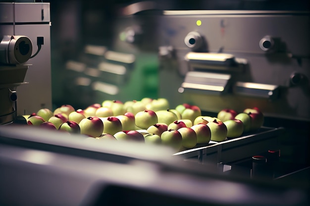 Manzanas en una planta de procesamiento de alimentosgenerative ai