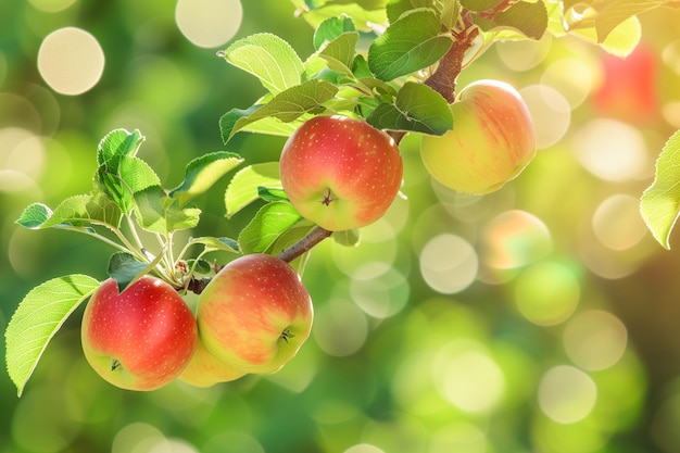 Manzanas en la rama del árbol