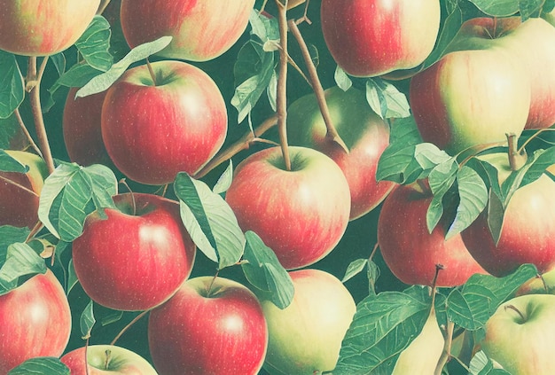 Manzanas rojas y amarillas en el mercado