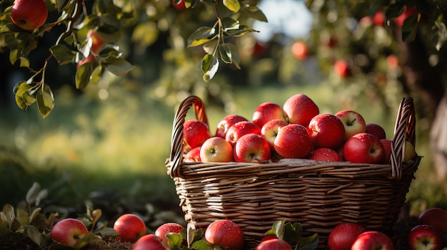 Manzanas rojas en la canasta