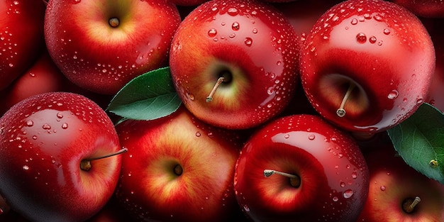 Manzanas rojas con gota de agua con IA generada