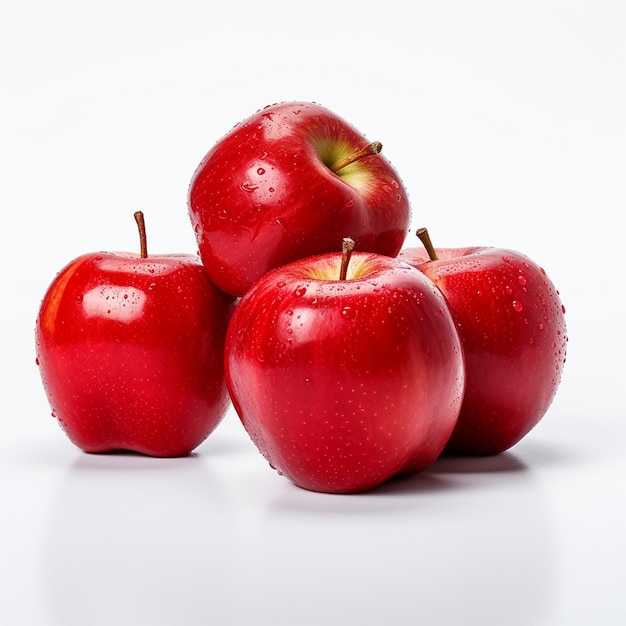 manzanas rojas hermosas sobre un fondo blanco frutas saludables