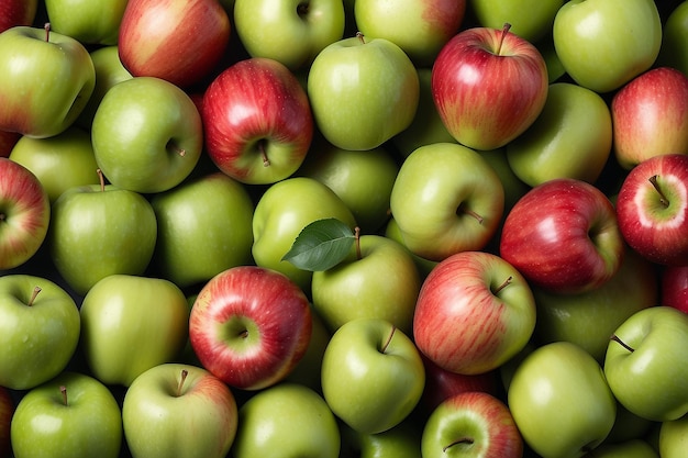 manzanas rojas y verdes telón de fondo de manzanas maduras