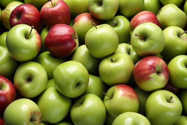 manzanas rojas y verdes telón de fondo de manzanas maduras