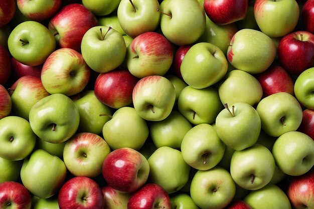 manzanas rojas y verdes telón de fondo de manzanas maduras