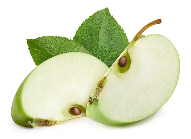 Foto manzanas verdes aisladas sobre un fondo blanco
