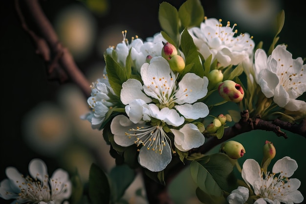 Manzano en flor en el jardín en abril Flores blancas en primer plano en un árbol