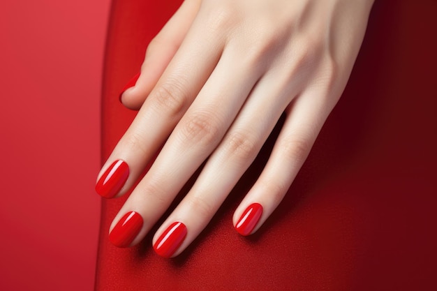 Mão bem cuidada com esmalte vermelho