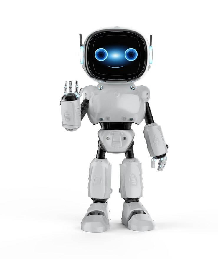 Foto mão de assistente de robô pequeno para cima