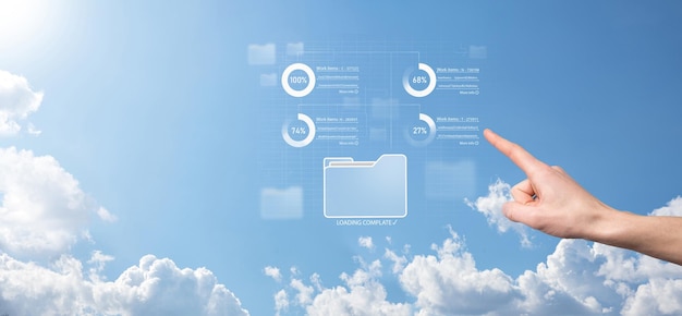 Mão de desenvolvedor de negócios usando estrutura de placa em computador moderno virtual mostrando inovação Desenvolvimento de software ágil ferramenta de gerenciamento de projeto lean conceito de mudanças rápidasDocument Management System DMS