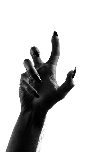 Foto mão de monstro de halloween assustador preto com unhas compridas