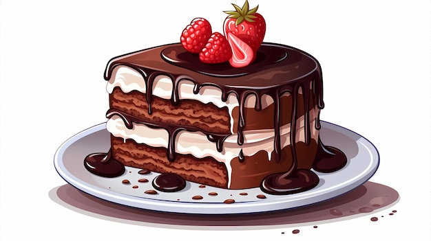 mão desenhada cartoon deliciosa ilustração de bolo de chocolate