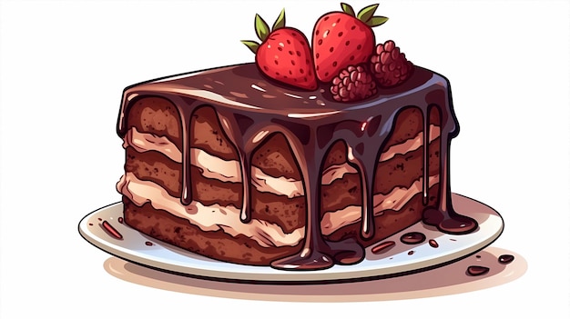 mão desenhada cartoon deliciosa ilustração de bolo de chocolate