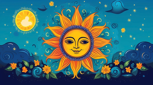 mão desenhada cartoon ilustração de sol bonito