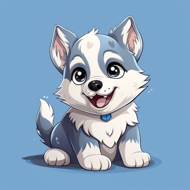 Mão desenhada desenho animado ilustração husky gerada por ai