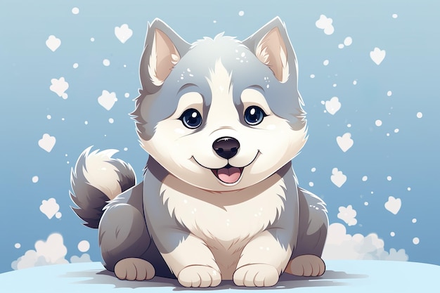 Mão desenhada desenho animado ilustração husky gerada por ai