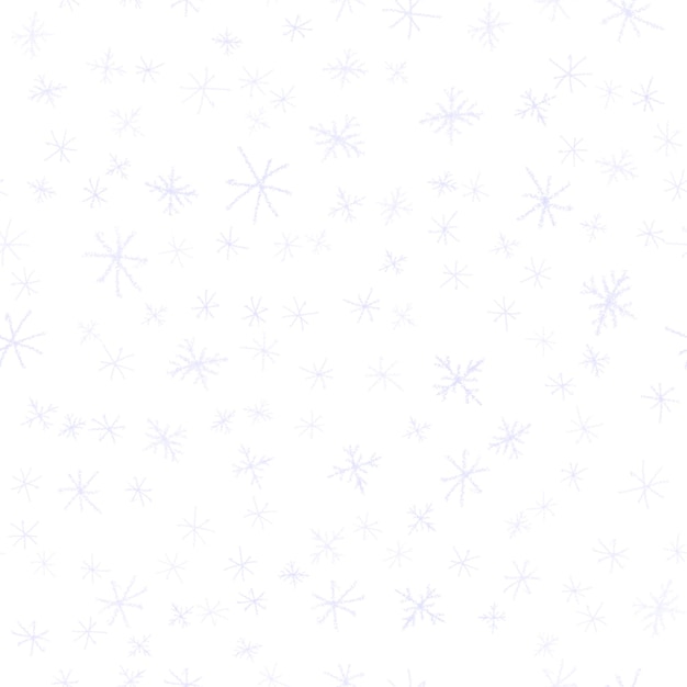 Mão desenhada flocos de neve sem costura padrão de Natal. Flocos de neve voando sutis em flocos de neve de giz fundo. Sobreposição de neve desenhada à mão de giz atraente. Grande decoração da temporada de férias.