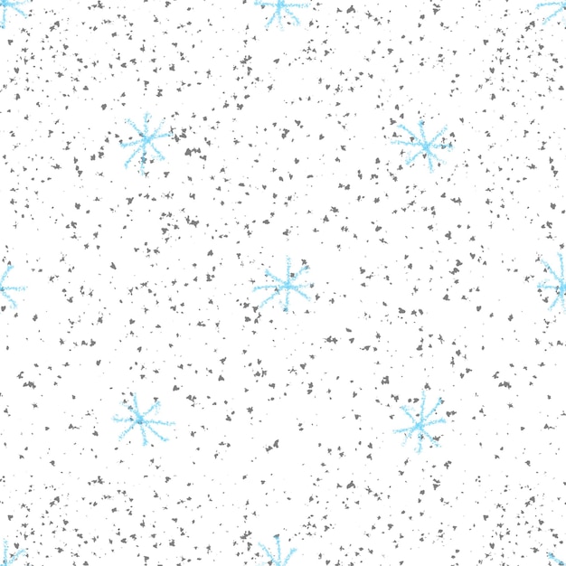 Foto mão desenhada flocos de neve sem costura padrão de natal. flocos de neve voando sutis em flocos de neve de giz fundo. sobreposição de neve handdrawn giz vivo. decoração positiva da temporada de férias.