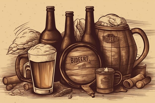 Foto mão desenhada ilustração do dia internacional da cerveja