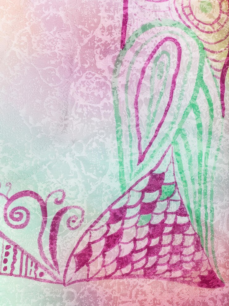 Foto mão desenhando decoração abstrata de batik de seda