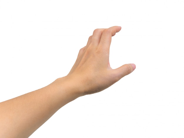 Mão humana em escolher gesto isolar