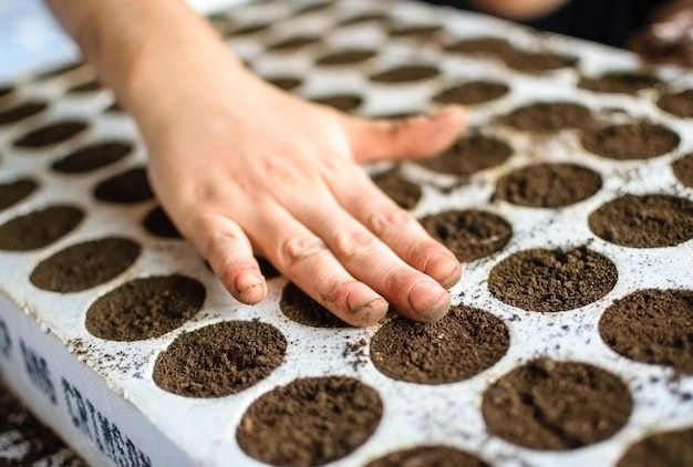 Foto mão jovem movendo o solo e plantando sementes em solo fértil