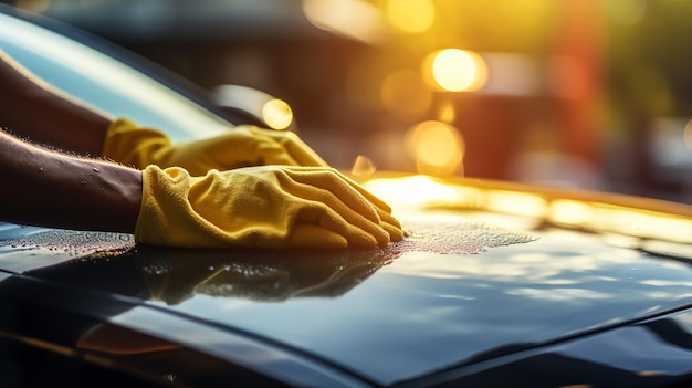 Foto mão masculina com ferramenta para lavar janelas lavagem de carros